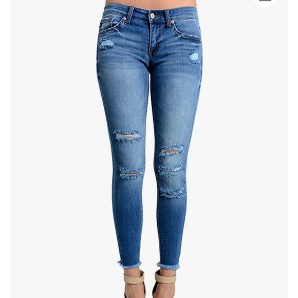 KANCAN Jeans Size 26 distressed cutiff - Picture 1 of 6